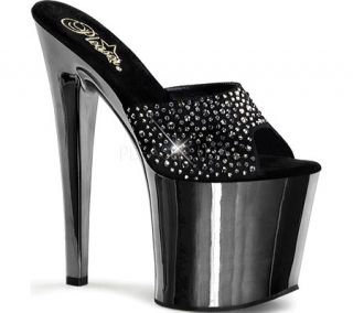 Womens Pleaser Taboo 701RS   Black Suede/Pewter Rhinestones/Pewter Chrome