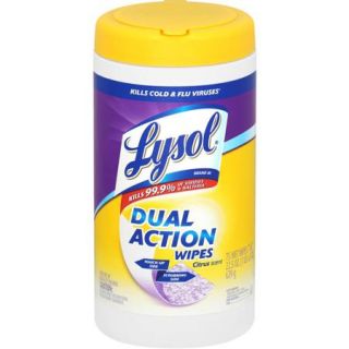 Lysol Dual Action Disinfecting Wipes, Citrus, 75 Count