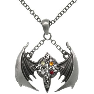Carolina Glamour Collection Pewter Dangling Dragon Winged Cross Chain