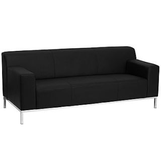 Flash Furniture HERCULES Definity Series Contemporary Leather Sofa with Stainless Steel Frame, Black
