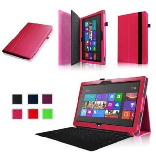 Fintie Folio Leather Case Cover for Microsoft Surface RT / Surface 2 10.6 inch Tablet, Magenta