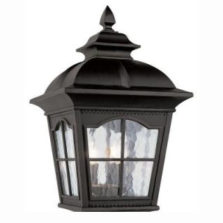 Bel Air Lighting 2 Light Outdoor Black Bostonian Wall Pocket Lantern with Water Glass 5429 1 BK