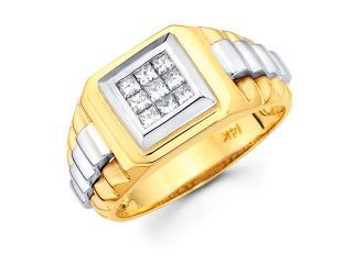 Mens Diamond Anniversary Ring 14k Multi Tone Gold Rolex Band (0.44 CT)