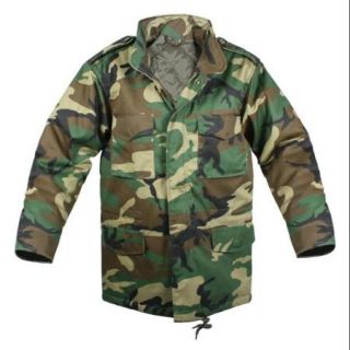 Kids Army Style Woodland Camo M 65 Field Jacket  Medium