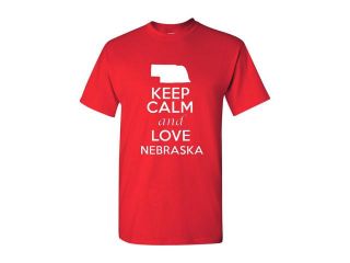 Keep Calm and Love Nebraska Adult T Shirt Tee