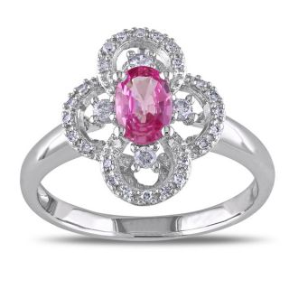 Miadora 14k White Gold Pink Sapphire and 1/4ct TDW Diamond Engagement