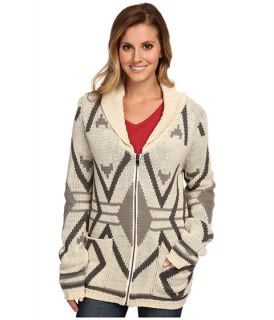 stetson aztec intarsia zipper front cardigan brown