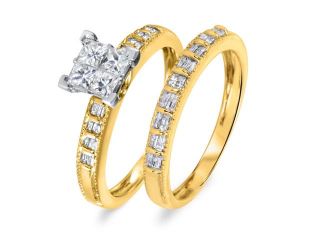 7/8 CT. T.W. Diamond Women's Bridal Wedding Ring Set 10K Yellow Gold