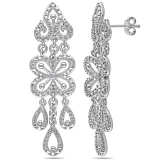 Haylee Jewels Sterling Silver Diamond Chandelier Dangle Earrings