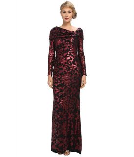 Badgley Mischka Lace Off The Shoulder Gown Wine