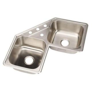 HOUZER Legend Series Top Mount Stainless Steel 32 in. 4 Hole Double Bowl Kitchen Sink LCR 3221 1