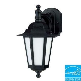 Green Matters 1 Light Textured Black Outdoor CFL Wall Lantern with Satin White Glass HD 2206