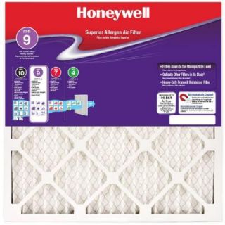 Honeywell 16 in. x 25 in. x 1 in. Superior Allergen Pleated FPR 9 Replacement Air Filter (2 Pack) 90902.011625