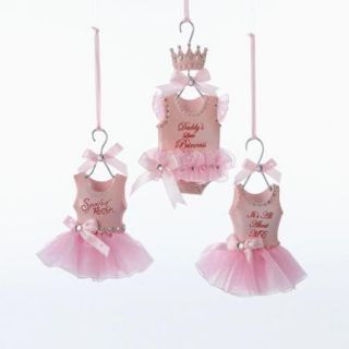 Pack of 12 Pretty in Pink Ribbon Baby Tutu with Saying Christmas Ornaments 4"