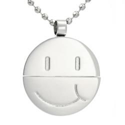 West Coast Jewelry Stainless Steel Reversible Smiley Face Necklace