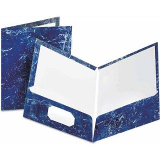 Oxford Marble Design Laminated High Gloss Twin Pocket Folder,Navy, 25 Pack