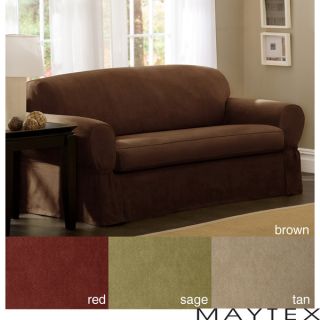 Maytex Piped Suede 2 piece Loveseat Slipcover   Shopping