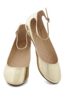 Dessert Dash Flat in Gold  Mod Retro Vintage Flats