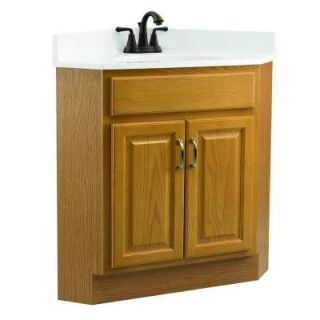 Design House Richland 24 in. W x 21 in. D Two Door Corner Vanity Cabinet Only Unassembled in Nutmeg Oak DISCONTINUED 530527