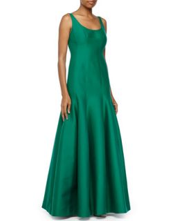 Halston Heritage Tulip Skirt Sleeveless Gown, Emerald