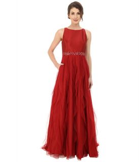 Adrianna Papell Taffeta Tulle Ball Gown Red