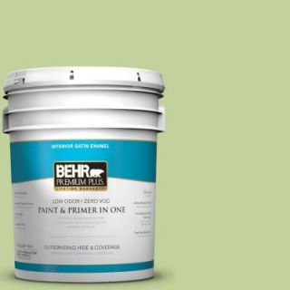 BEHR Premium Plus 5 gal. #P370 4 Cricket Field Satin Enamel Interior Paint 740005