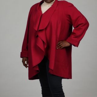 Stephanie Mathews Womens Plus Red Wool blend Coat   13874329