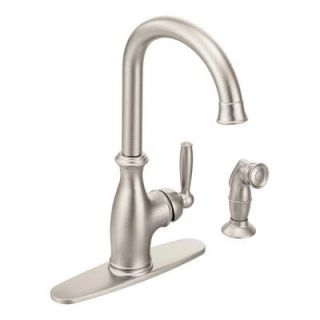 MOEN Brantford High Arc Single Handle Standard Kitchen Faucet with Side Sprayer in Spot Resist Stainless 7735SRS
