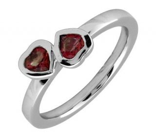 Simply Stacks Sterling & Garnet Double Heart Ring —