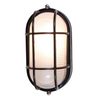 Access Lighting Nauticus 1 Light Black Outdoor Bulkhead Light with Frosted Glass Shade 20290 BL/FST