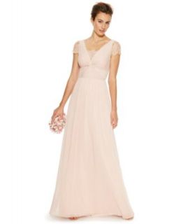 Adrianna Papell Illusion Beaded Blouson Gown   Dresses   Women   