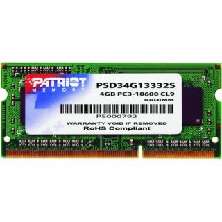 Patriot Memory Signature 4GB DDR3 1333MHz PC3 10600 SODIMM Memory Module, PSD34G13332S