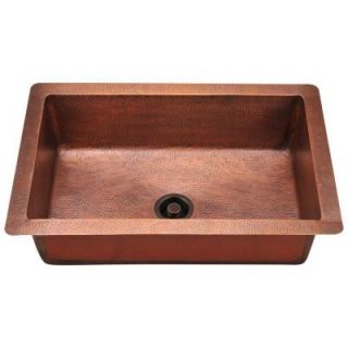 Polaris Sinks Undermount Copper 33 in. Single Bowl Kitchen Sink P309