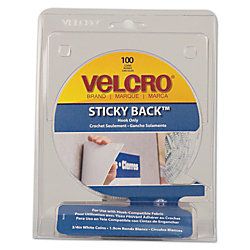 VELCRO Brand STICKY BACK Fasteners Hook Coins Only 58  White Pack Of 100