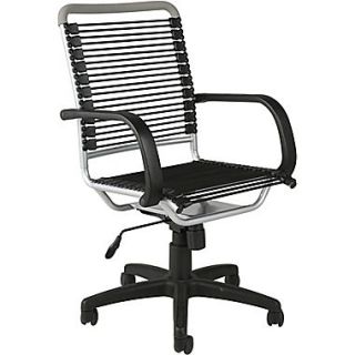 Euro Style 02556 Bungee Cord High Back Desk Chair with Fixed Arms, Black