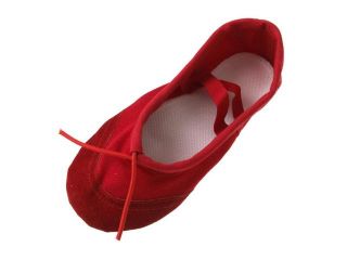 US Size 11 Girls Red Canvas Flat Dancing Ballet Shoes