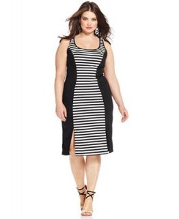 Love Squared Plus Size Striped Bodycon Midi Dress   Dresses   Plus
