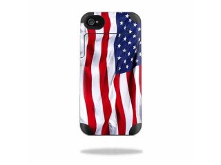 Mightyskins Protective Vinyl Skin Decal Cover for Mophie Juice Pack Air Apple iPhone 4/4S Battery Case wrap sticker skins American Flag 