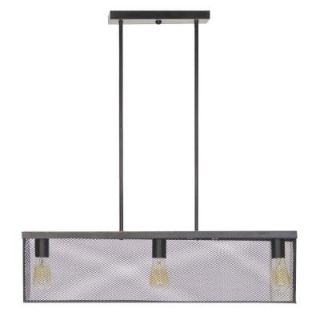 Globe Electric 32 in. 3 Light Black Linear Ceiling Pendant with Metal Mesh Shade 65019