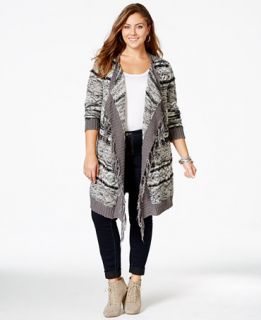 American Rag Plus Size Open Front Fringed Cardigan, Only at