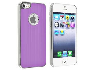 Insten Premium Purple Luxury Brushed Metal Aluminum Chrome Case + Stylus Compatible with Apple iPhone 5