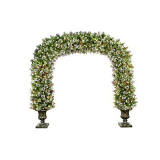 National Tree Company 8.5 ft. Wintry Pine Archway with Cones, Red Berries and Snowflakes in Dark Bronze Fiberglass Pot with 900 Clear Lights WP1 314 85