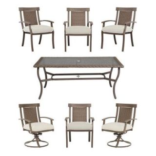 Hampton Bay Bloomfield Woven 7 Piece Patio Dining Set with Cushion Insert (Slipcovers Sold Separately) 151 039 7DV2 NF