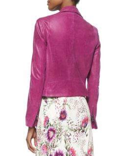 Haute Hippie Belted Lambskin Leather Jacket & Spaghetti Strap Floral Print Gown