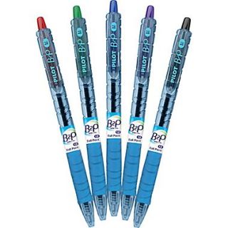 Pilot B2P Bottle 2 Pen Retractable Ball Point Pens, Medium Point, Assorted, 5/Pack (32814)