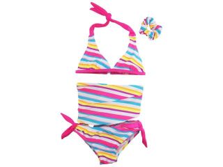 Number One Little Girls' Toddler Multi color Stripes 2Pc Swimsuit Bikini Set, Multi color, 2T 