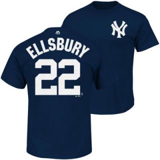 Majestic Jacoby Ellsbury New York Yankees Player Name & Number T Shirt   Navy Blue