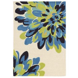 Linon Home Decor Trio Ivory/Blue 5 ft. x 7 ft. Indoor Area Rug RUGTA40857