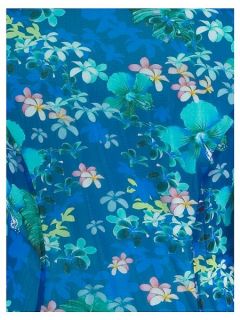 Chesca Plus Size Floral Print Mesh Dress Blue Multi