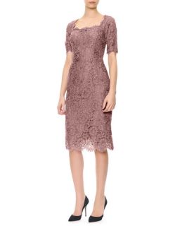 Dolce & Gabbana Short Sleeve Lace Square Neck Dress
